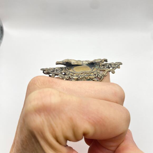 Vintage KIM CRAFTSMAN  Cherub Angel Romantic Bold Statement Ring Brass - Size 7 - Picture 4 of 11